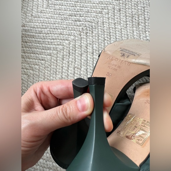 NWOT Alohas Forest Green Twisted Strap Heel - Picture 9 of 11